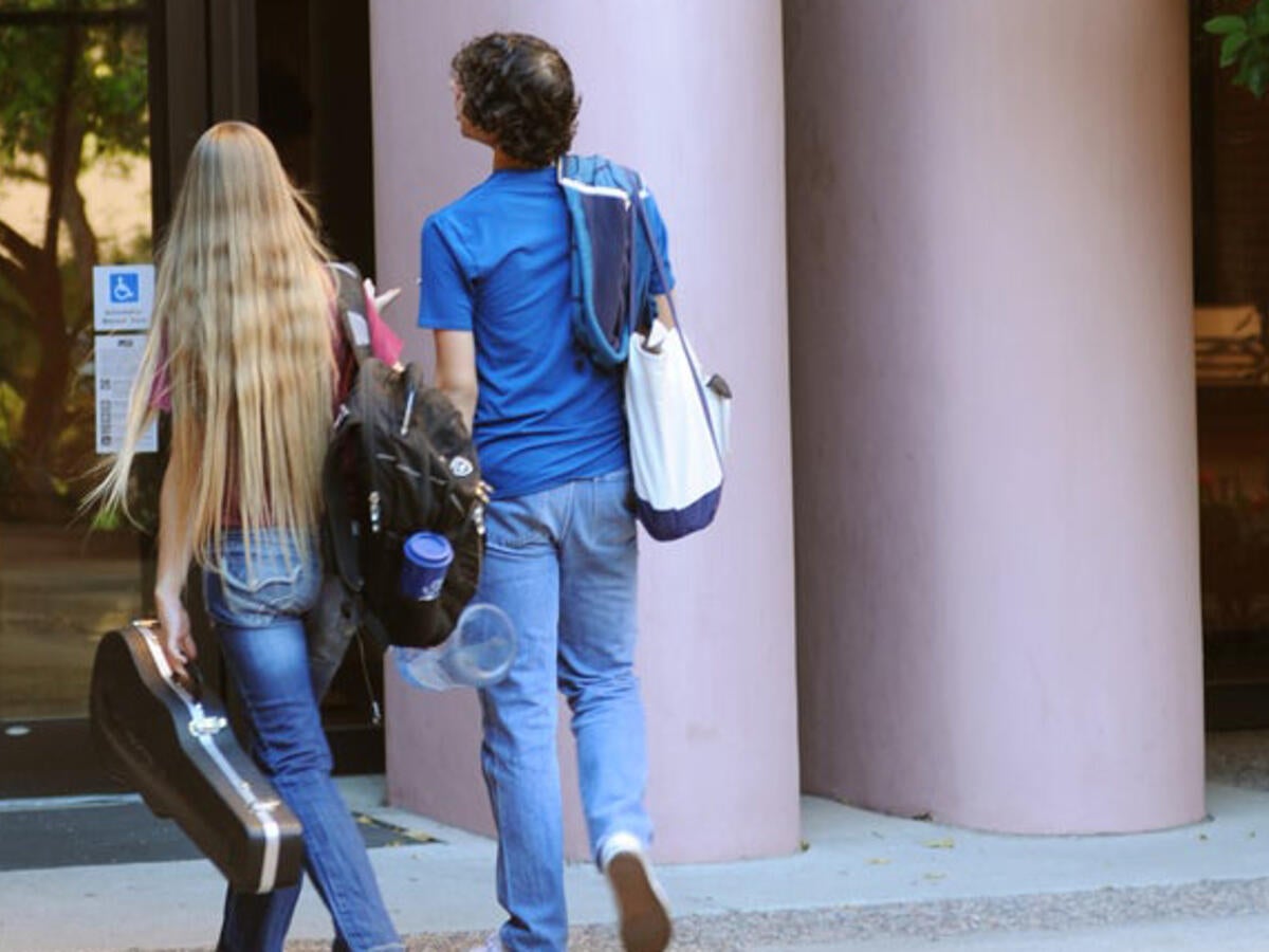 students walking on campus