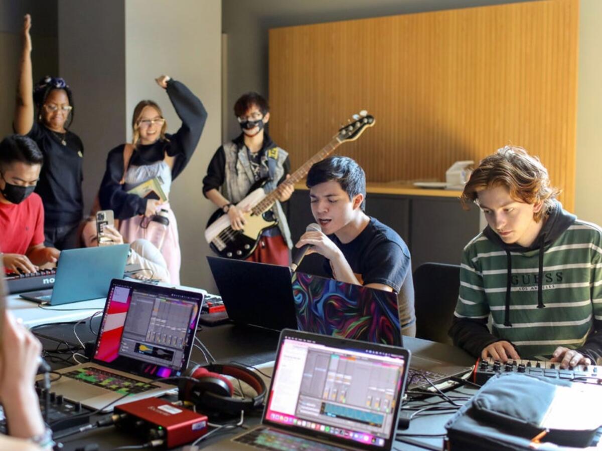 students playing music