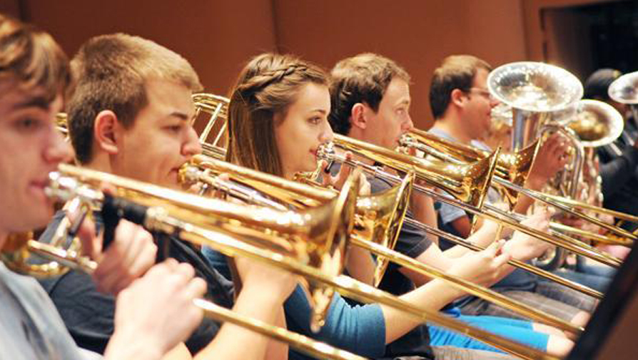 students playing trombone