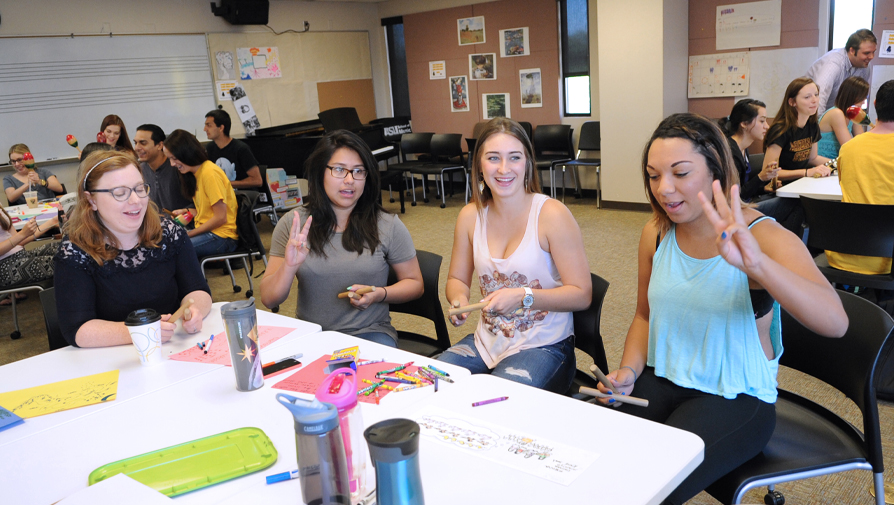 students in class doing a lesson