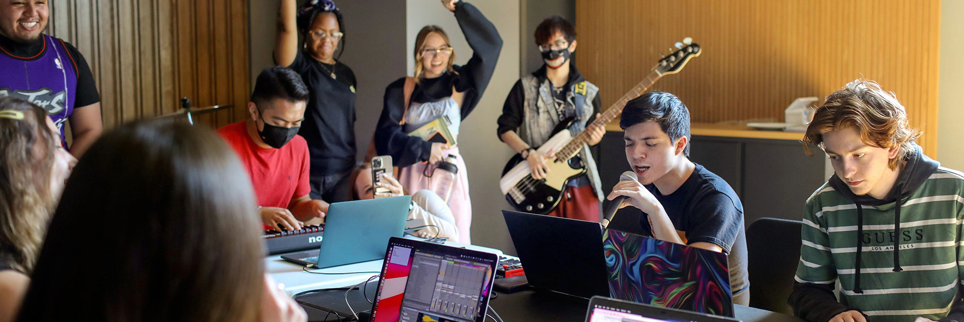 students playing music